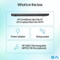 HP OmniBook Ultra Flip 14-fh0007na Copilot+ PC Intel Core Ultra 5 226V Laptop 35.6 cm (14") Touchscreen 3K 16 GB LPDDR5x-SDRAM 512 GB SSD Wi-Fi 7 (802.11be) Windows 11 Home Blue