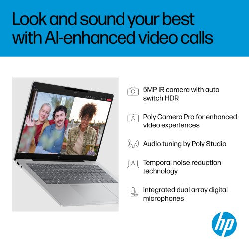 C7DX8EA#ABU | HP OmniBook 7 AI 14-fr0004na Intel Core Ultra 7 255U Laptop 35.6 cm (14") 2K 16 GB LPDDR5-SDRAM 1 TB SSD Wi-Fi 7 (802.11be) Windows 11 Home AI PC Silver