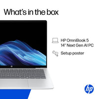 HP OmniBook 5 Laptop Next Gen AI 14-he0004nax Copilot+ PC Snapdragon X1P-42-100 35.6 cm (14") 2K 32 GB LPDDR5x-SDRAM 1 TB SSD Wi-Fi 6E (802.11ax) Windows 11 Home Silver