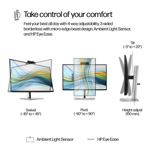 9E0Y9UT#ABU | HP Series 5 Pro 27 inch QHD USB-C Conferencing Monitor - 527pm