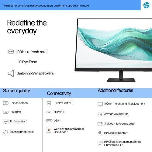 B0CG8UT#ABU | HP Series 3 Pro 27 inch FHD Monitor - 327ph