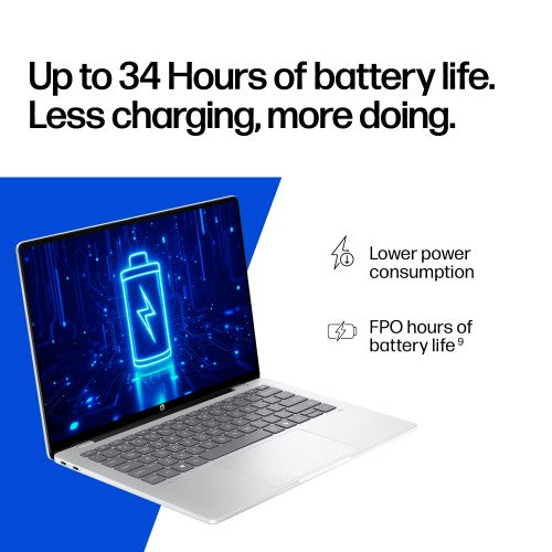 HP OmniBook 5 Laptop Next Gen AI 16-bf0003nax Copilot+ PC Snapdragon X1P-42-100 40.6 cm (16") 2K 32 GB LPDDR5x-SDRAM 1 TB SSD Wi-Fi 6E (802.11ax) Windows 11 Home Silver