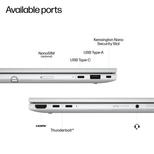 HP EliteBook 8 Flip G1i AI PC Wolf Pro Security Edition Intel Core Ultra 7 255U Hybrid (2-in-1) 33.8 cm (13.3") Touchscreen WUXGA 64 GB LPDDR5x-SDRAM 1 TB SSD Wi-Fi 7 (802.11be) Windows 11 Pro Silver
