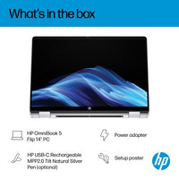 HP OmniBook 5 Flip 14-fp0012na Intel® Core™ i7 i7-1355U Hybrid (2-in-1) 35.6 cm (14") Touchscreen 2K 16 GB LPDDR5-SDRAM 512 GB SSD Wi-Fi 6 (802.11ax) Windows 11 Home Silver