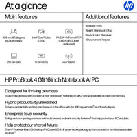 HP ProBook 4 G1i AI Intel Core Ultra 5 225U Laptop 40.6 cm (16") WUXGA 16 GB DDR5-SDRAM 256 GB SSD Wi-Fi 7 (802.11be) Windows 11 Pro AI PC Silver