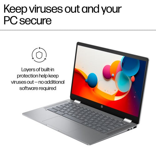 HP Chromebook x360 14b-cd0002na Intel® N N100 35.6 cm (14") Touchscreen HD 4 GB LPDDR5-SDRAM 128 GB eUFS Wi-Fi 6 (802.11ax) ChromeOS Silver