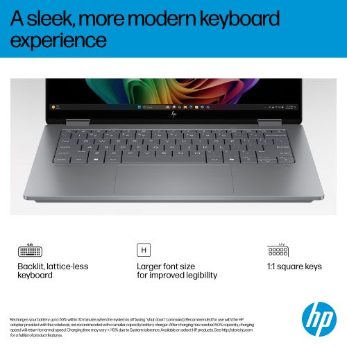 BG3E7EA#ABU | HP OmniBook X FlipNGAI 14-fm0001na Copilot+ PC Intel Core Ultra 7 256V Hybrid (2-in-1) 35.6 cm (14") Touchscreen 3K 16 GB LPDDR5x-SDRAM 1 TB SSD Wi-Fi 7 (802.11be) Windows 11 Home Silver