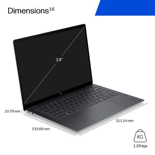HP OmniBook Ultra Laptop Next Gen AI 14-kd0001nax Copilot+ PC Intel Core Ultra 7 356H 35.6 cm (14") Touchscreen 3K 16 GB LPDDR5x-SDRAM 512 GB SSD Wi-Fi 7 (802.11be) Windows 11 Home Black, Grey