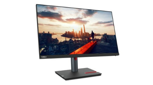 Lenovo ThinkVision P24h-30 23.8" Quad HD monitor with slim bezels and black stand.
