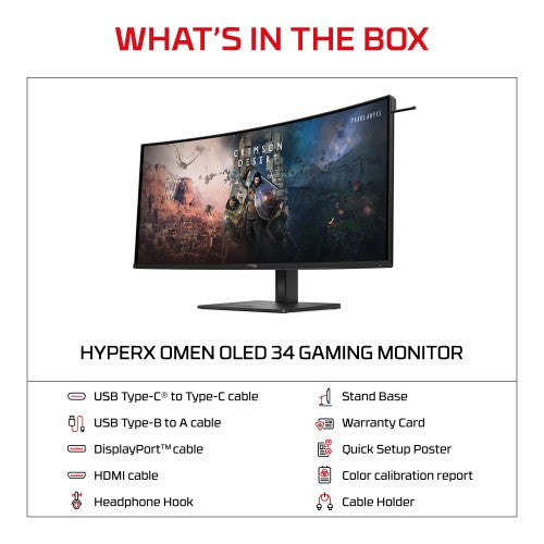 C49PPAA#ABU | HyperX OMEN OLED 34 inch WQHD 360Hz Gaming Monitor - OMEN OLED 34