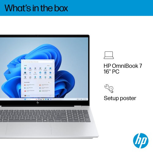 D77KYEA#ABU | HP OmniBook 7 Laptop 16-az0001nax Intel Core 7 240H 40.6 cm (16") 2K 24 GB DDR5-SDRAM 1 TB SSD Wi-Fi 6E (802.11ax) Windows 11 Home Silver