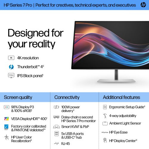 8J9G2AA#ABU | HP Series 7 Pro 27 inch 4K Thunderbolt 4 Monitor - 727pk