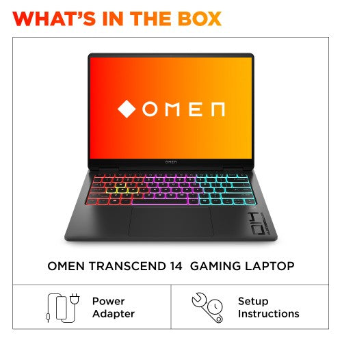 C0LL3EA#ABU | HP OMEN Transcend 14-fb1007na Intel Core Ultra 7 255H Laptop 35.6 cm (14") 3K 32 GB LPDDR5x-SDRAM 1 TB SSD NVIDIA GeForce RTX 5060 Wi-Fi 7 (802.11be) Windows 11 Home AI PC Black