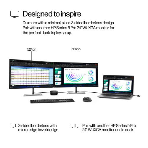 9D9A7AA#ABU | HP Series 5 Pro 24 inch WUXGA Monitor - 524pn