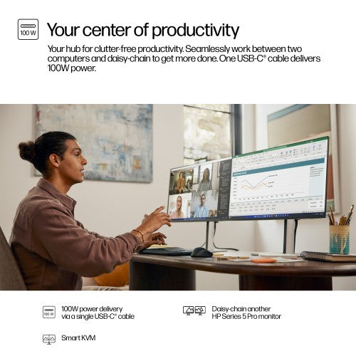 9E0Y9UT#ABU | HP Series 5 Pro 27 inch QHD USB-C Conferencing Monitor - 527pm