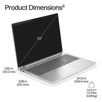 HP EliteBook 6 G2i 16 AI PC Intel Core 7 350 Laptop 40.6 cm (16") WUXGA 16 GB DDR5-SDRAM 512 GB SSD Wi-Fi 7 (802.11be) Windows 11 Pro Silver