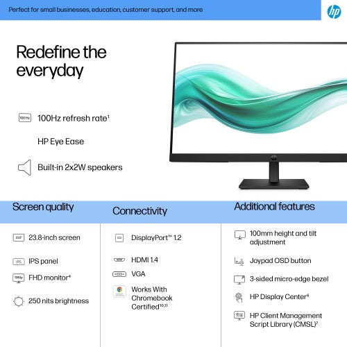 B0BU9UT#ABU | HP Series 3 Pro 23.8 inch FHD Monitor - 324ph