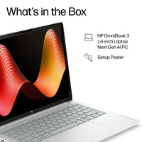HP OmniBook 3 Laptop Next Gen AI 14-hz0001nax Copilot+ PC Snapdragon X1-26-100 35.6 cm (14") 2K 16 GB LPDDR5x-SDRAM 256 GB SSD Wi-Fi 6E (802.11ax) Windows 11 Home Silver