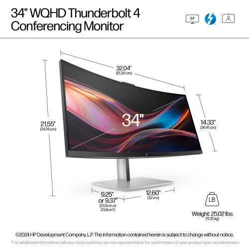 8K157UT#ABU | HP Series 7 Pro 34 inch WQHD Conferencing Monitor - 734pm