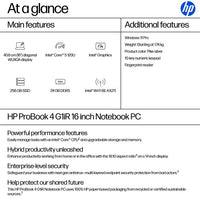 HP ProBook 4 G1iR Intel Core 5 120U Laptop 40.6 cm (16") WUXGA 24 GB DDR5-SDRAM 256 GB SSD Wi-Fi 6E (802.11ax) Windows 11 Pro Silver
