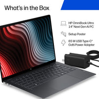 HP OmniBook Ultra Laptop Next Gen AI 14-kd0001nax Copilot+ PC Intel Core Ultra 7 356H 35.6 cm (14") Touchscreen 3K 16 GB LPDDR5x-SDRAM 512 GB SSD Wi-Fi 7 (802.11be) Windows 11 Home Black, Grey
