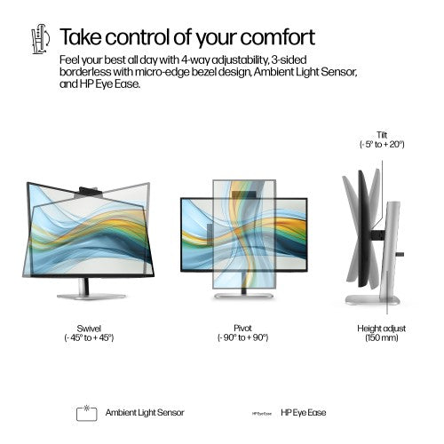9E0Y9UT#ABU | HP Series 5 Pro 27 inch QHD USB-C Conferencing Monitor - 527pm