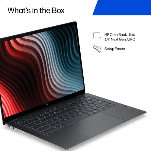 D8XJ6EA#ABU | HP OmniBook Ultra Laptop Next Gen AI 14-kd0001nax Copilot+ PC Intel Core Ultra 7 356H 35.6 cm (14") Touchscreen 3K 16 GB LPDDR5x-SDRAM 512 GB SSD Wi-Fi 7 (802.11be) Windows 11 Home Black, Grey