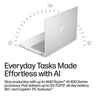 HP OmniBook 3 Laptop Next Gen AI 16-bv0002nax Copilot+ PC AMD Ryzen™ AI 7 445 40.6 cm (16") 2K 16 GB DDR5-SDRAM 512 GB SSD Wi-Fi 6 (802.11ax) Windows 11 Home Grey, Silver