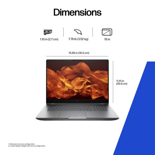 HP ZBook Fury G1i Wolf Pro Security Edition Intel Core Ultra 7 265HX Mobile workstation 40.6 cm (16") WQXGA 32 GB DDR5-SDRAM 1 TB SSD NVIDIA RTX PRO 3000 Blackwell Wi-Fi 7 (802.11be) Windows 11 Pro AI Workstation, AI PC Silver