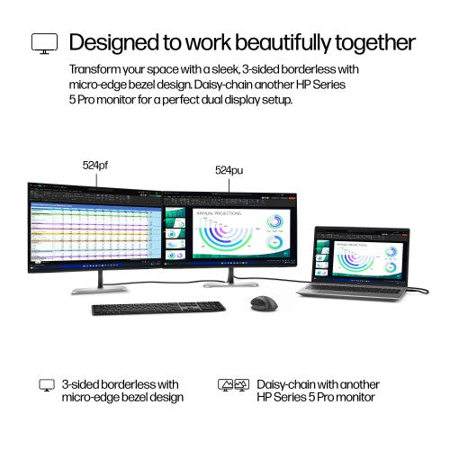 9D9V7AA#ABU | HP Series 5 Pro 23.8 inch FHD USB-C Monitor - 524pu