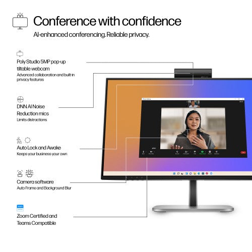 9E0G9UT#ABU | HP Series 5 Pro 23.8 inch FHD USB-C Conferencing Monitor - 524pm