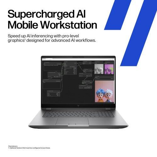 8S9U9EA#ABU | HP ZBook Fury G1i Wolf Pro Security Edition Intel Core Ultra 7 265HX Mobile workstation 45.7 cm (18") WQXGA 64 GB DDR5-SDRAM 2 TB SSD NVIDIA RTX PRO 4000 Blackwell Wi-Fi 7 (802.11be) Windows 11 Pro AI Workstation, AI PC Silver