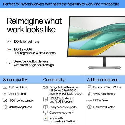 9D9L6UT#ABB | HP Series 5 Pro 23.8 inch FHD Monitor - 524pf