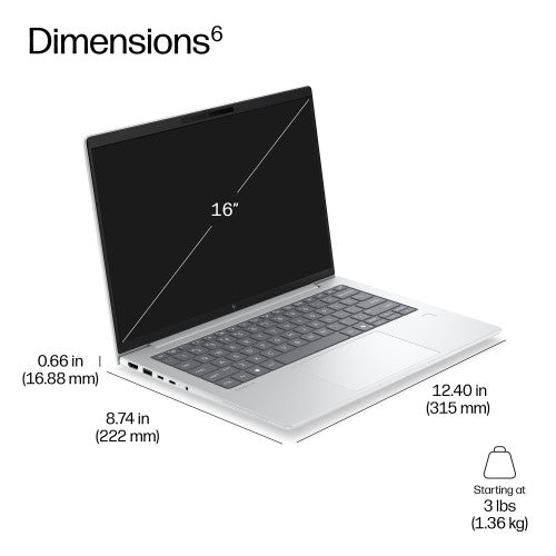 HP DQ0B6ET laptop Copilot+ PC 35.6 cm (14") WUXGA 32 GB LPDDR5x-SDRAM 512 GB SSD Wi-Fi 7 (802.11be) Windows 11 Pro Silver