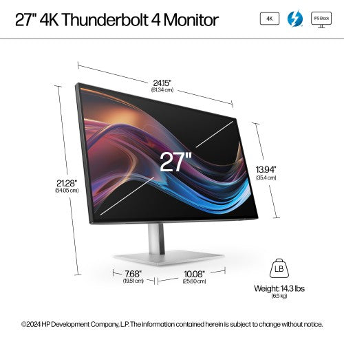 8J9G2AA#ABU | HP Series 7 Pro 27 inch 4K Thunderbolt 4 Monitor - 727pk