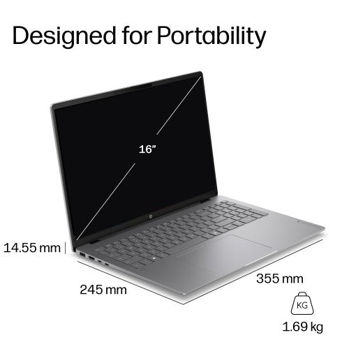 DC1G8EA#ABU | HP OmniBook 5 Laptop Next Gen AI 16-bm0000nax Copilot+ PC Intel Core Ultra 7 40.6 cm (16") 2K 16 GB LPDDR5x-SDRAM 512 GB SSD Wi-Fi 6 (802.11ax) Windows 11 Home Silver