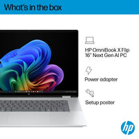 HP OmniBook X Flip 2-in-1 Laptop Next Gen AI 16-as0010nax Copilot+ PC Intel Core Ultra 7 256V 40.6 cm (16") Touchscreen 3K 16 GB LPDDR5x-SDRAM 1 TB SSD Wi-Fi 6E (802.11ax) Windows 11 Home Silver