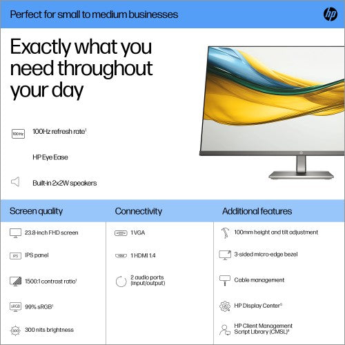 B11W5AT#ABU | HP Series 5 23.8 inch FHD Monitor - 524da