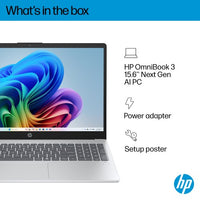 HP OmniBook 3 NGAI OmniBook 3 Next Gen AI 15-fn0003na Copilot+ PC AMD Ryzen™ AI 5 330 Laptop 39.6 cm (15.6") Full HD 16 GB DDR5-SDRAM 512 GB SSD Wi-Fi 6 (802.11ax) Windows 11 Home Silver