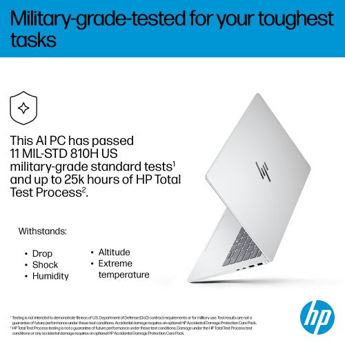 HP OmniBook 7 AI 14-fr0005na Intel Core Ultra 5 225U Laptop 35.6 cm (14") 2K 16 GB LPDDR5-SDRAM 512 GB SSD Wi-Fi 7 (802.11be) Windows 11 Home AI PC Silver