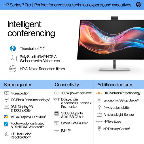 8K135AA#ABU | HP Series 7 Pro 27 inch 4K Conferencing Monitor - 727pm