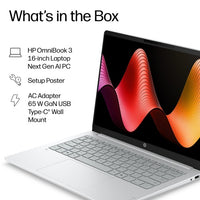 HP OmniBook 3 Laptop Next Gen AI 16-bz0004nax Copilot+ PC Snapdragon X1-26-100 40.6 cm (16") 2K 16 GB LPDDR5x-SDRAM 512 GB SSD Wi-Fi 6E (802.11ax) Windows 11 Home Blue