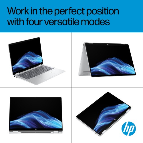 D77FKEA#ABU | HP OmniBook 5 Flip 2-in-1 Laptop 14-fp0000nax Intel® Core™ i3 i3-1315U 35.6 cm (14") Touchscreen 2K 8 GB LPDDR5-SDRAM 512 GB SSD Wi-Fi 6 (802.11ax) Windows 11 Home Silver