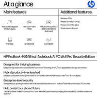 HP ProBook 4 G1i AI Wolf Pro Security Edition Intel Core Ultra 7 255H Laptop 40.6 cm (16") WUXGA 32 GB DDR5-SDRAM 1 TB SSD Wi-Fi 7 (802.11be) Windows 11 Pro AI PC Silver