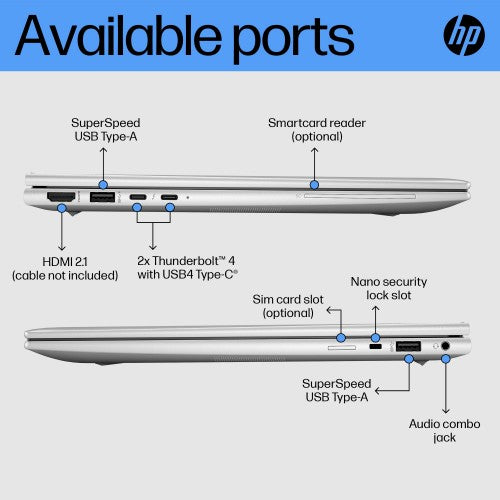 HP EliteBook 840 G10 Intel® Core™ i7 i7-1355U Laptop 35.6 cm (14") WUXGA 16 GB DDR5-SDRAM 512 GB SSD Wi-Fi 6E (802.11ax) Windows 11 Pro Silver