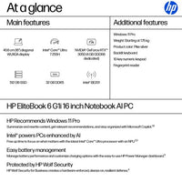 HP EliteBook 6 G1i AI Intel Core Ultra 7 255H Laptop 40.6 cm (16") WUXGA 32 GB DDR5-SDRAM 512 GB SSD NVIDIA GeForce RTX 3050 Wi-Fi 7 (802.11be) Windows 11 Pro AI PC Silver