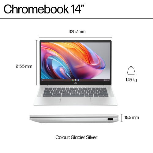 A20JCEA#ABU | HP Chromebook 14a-nf0003na Intel® N N100 35.6 cm (14") Full HD 8 GB LPDDR5-SDRAM 128 GB eUFS Wi-Fi 6E (802.11ax) ChromeOS Silver