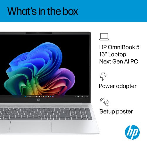 BV3G0EA#ABU | HP OmniBook 5 NGAI OmniBook 5 Next Gen AI 16-ag1007na Copilot+ PC AMD Ryzen™ AI 5 340 Laptop 40.6 cm (16") 2K 16 GB LPDDR5x-SDRAM 1 TB SSD Wi-Fi 6 (802.11ax) Windows 11 Home Silver