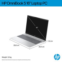 HP OmniBook 5 16-bc1001na AMD Ryzen™ 7 8840U Laptop 40.6 cm (16") 2K 16 GB LPDDR5-SDRAM 1 TB SSD Wi-Fi 6 (802.11ax) Windows 11 Home AI PC Silver