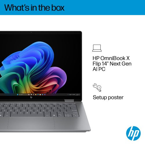 HP OmniBook X Flip 2-in-1 Laptop Next Gen AI 14-fk0009nax Copilot+ PC AMD Ryzen™ AI 7 350 35.6 cm (14") Touchscreen 3K 16 GB LPDDR5x-SDRAM 1 TB SSD Wi-Fi 6E (802.11ax) Windows 11 Home Silver
